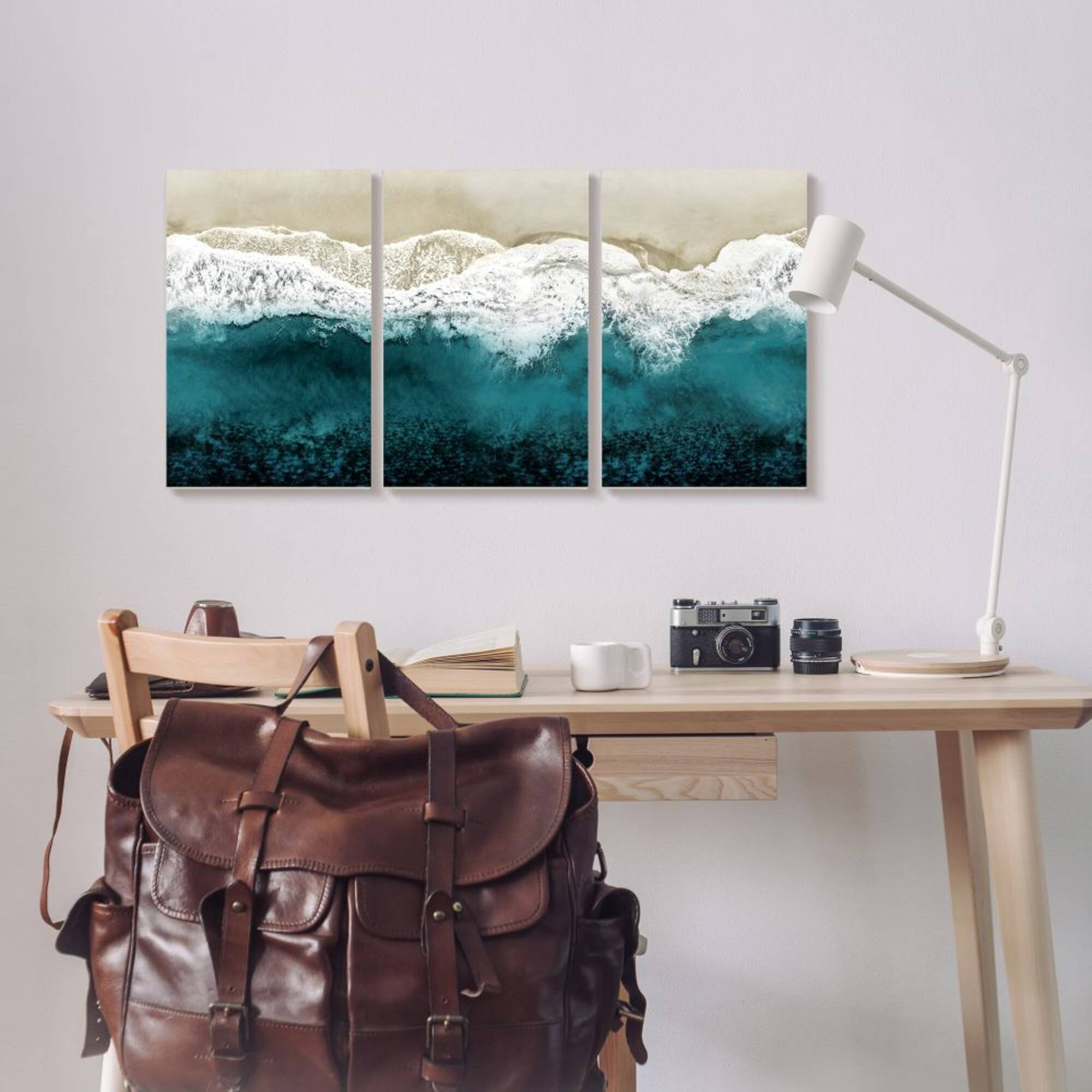 Stupell Industries Aerial of Incoming Tide at Sandy Beach,16" x 24"